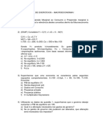 Lista de Exercícios - Modelo Keynesiano