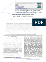 Farmers' Awareness and Perceptions in Agritourism Participation in Calaanan Bongabon Nueva Ecija: A Basis of Marketing Development Plan