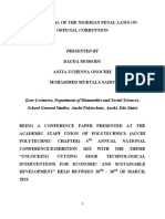 An Appraisal of The Nigerian Penal Laws On Official Corruption