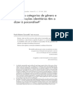 O Que As Categorias de Gênero e As Construções Identitárias Têm A Dizer À Psicanalise