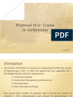 Proposed M.Sc. Course in Architecture: University of Khartoum Faculty of Architecture