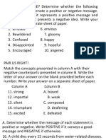 Grade 8 Positive Negative Activity