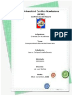 Ensayo Sobre Le Educación Financiera