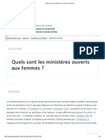 Quels Sont Les Ministères Ouverts Aux Femmes