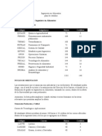 Plan de Estudio Ing. en Alimentos. UNQ