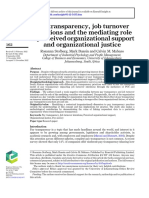 Pay Transparency Job Turnover Intentions and The Mediating Role Ofperceived Organizational Support and Organizational Justiceemployee Relations