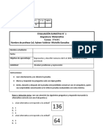 Evalucación Sumativa N°1 - 3° - Básico - Matemática