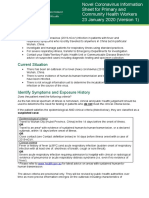 Novel Coronavirus Information Sheet For Primary and Community Health Workers