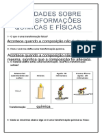 Editado - ATIVIDADES SOBRE TRANSFORMAÃ Ã ES QUÃ MICAS E FÃ SICAS 2