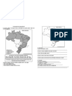 Atividade de Geografia Mapa para Teste 5º Ano