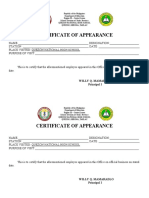 Certificate of Appearance