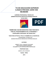 Diseño Del Plan de Marketing Como Propuesta para El Posicionamiento de La Panadería y Pastelería Castelino en Tacna 2016