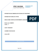 Workplace Environment Management Syllabus (Ccmwm701)