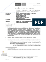 RESOLUCIÓN FINAL #1214-2021/CC1: Sanción: Banco de Crédito Del Perú S.A.: 0,22 Unidades Impositivas Tributarias