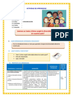 D4 A1 SESION Leemos Un Texto ¿Cómo Surgió La Diversidad Cultural en Nuestro País