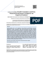 Effectiveness of Audit Committee and Firm Financial Performance in Nigeria: An Empirical Analysis