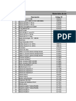 Listado de Materiales de Drenaje Mina 