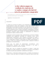 A Restituição Dos Valores Pagos Na Hipótese de Resilição Do Contrato de Promessa de Venda e Compra de Imóvel Por Desistência Do Promitente Comprador