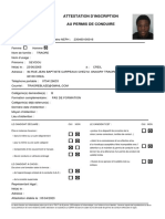 Attestation D'Inscription Au Permis de Conduire: Le Candidat Est: Oui Non Le Candidat Déclare: Oui Non