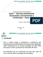 Aula 7 - Serviços Preliminares Escavações, Escoramentos e Contenções - Parte 1