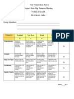 Oral Presentation Rubric - Business Meeting