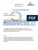 Torre Ar Acta de Entrega Mantenimiento Aires Acondicionado Mes Agosto