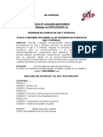 Informativo de Operador de Plantas de Gas y Petróleo