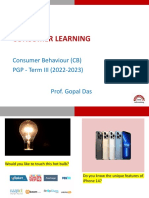 Consumer Learning: Consumer Behaviour (CB) PGP - Term III (2022-2023)