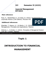 BWFF2033 - Topic 1 - Introduction To Financial Managementt