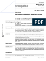 X07-010 La Fonction Métrologie Dans L'entreprise