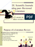 Reading Peer Reviewed Literature