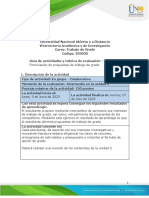 Guía de Actividades y Rúbrica de Evaluación - Unidad 3 - Tarea 4 - Formulación de Propuestas de Trabajo de Grado