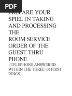 Room Service Order of The Guest Thru Phone