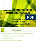 Summar Internship in IMRB International