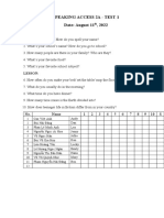 Speaking Access 2A - Test 1