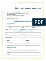 Imperial Oil LTD Company Canada Employment Application Form.