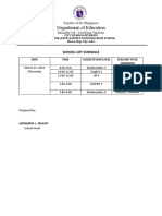 School Cot Schedule