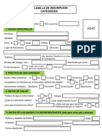 Ficha de Inscripción Catequesis