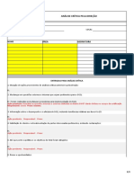 Ata de Análise Crítica - MODELO EXCEL