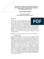 The Influence of The PT Kai Service Quality in Punctuality of The Train Travel Time On Customer Satisfaction Wrap Researchship