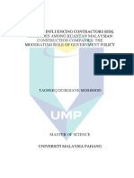 Factors Influencing Contractors Risk Attitudes Among Kuantan Malaysian Construction Companies - WM