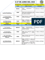 Itinerario - Confraternidad Farmacéutica 2022