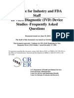 Guidance For Industry and FDA Staff in Vitro Diagnostic (IVD) Device Studies Frequently Asked Questions