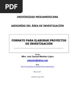 Formato para Elaborar Proyectos de Investigación: Universidad Mesoamericana