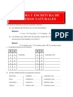 Lectura y Escritura de Numeros Naturales para Segundo de Primaria