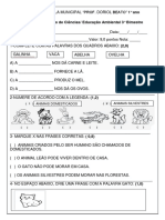 Exercicio de Ciencias 3 Bimestre