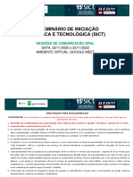 para Os Avaliadores - Programação 15º SICT - Sessões de Comunicação Oral 1