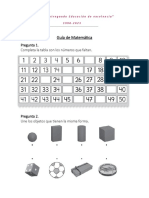 Guía de Matemática: Pregunta 1. Completa La Tabla Con Los Números Que Faltan