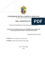 Incidencia de Los Beneficios Fiscales en La Rentabilidad de Las Empresas Del Sector Agropecuario de Ecuador