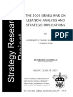 The 2006 Israeli War On Lebanon Analysis and Strategic Implications 1